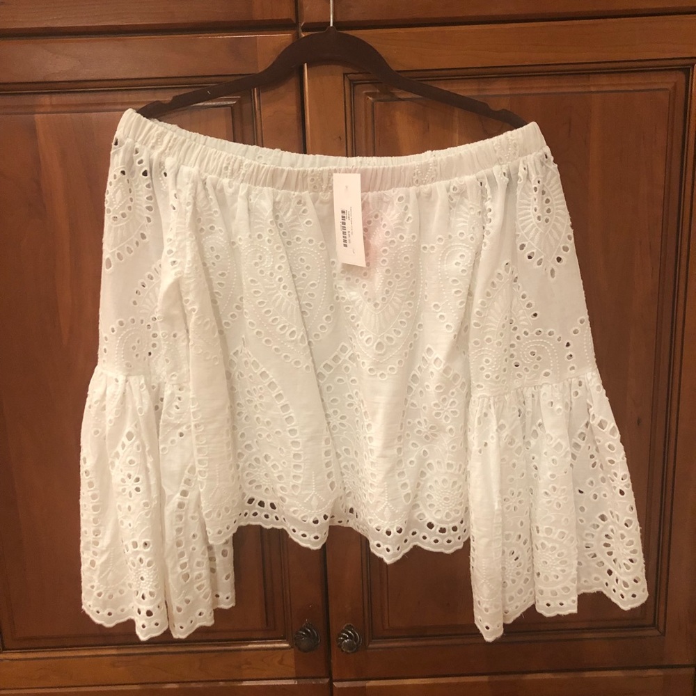 Off the shoulder eyelet top